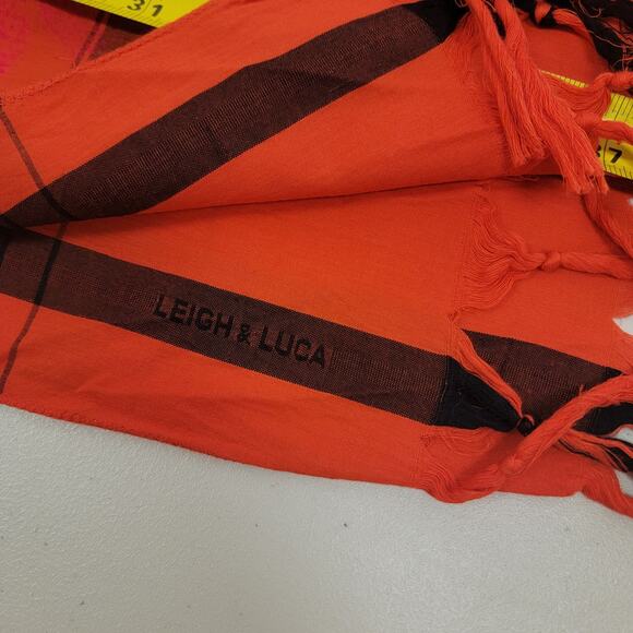 Leigh & Luca Scarf Orange/ Pink Flocked Scarf - Picture 12 of 14